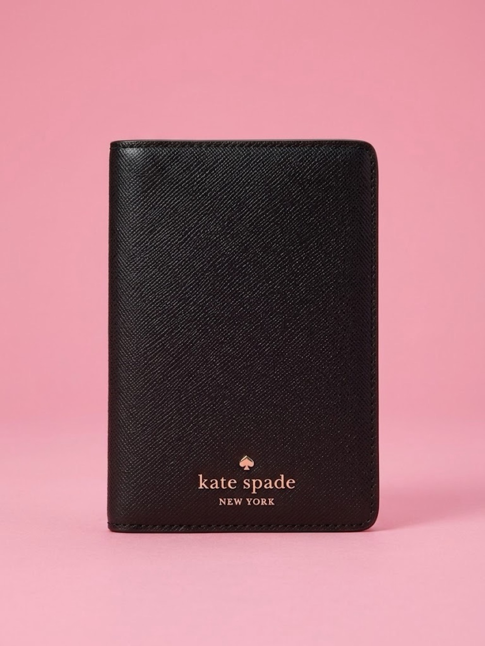 kate spade Black Textured Passport & Card Organizer with Gold Logo